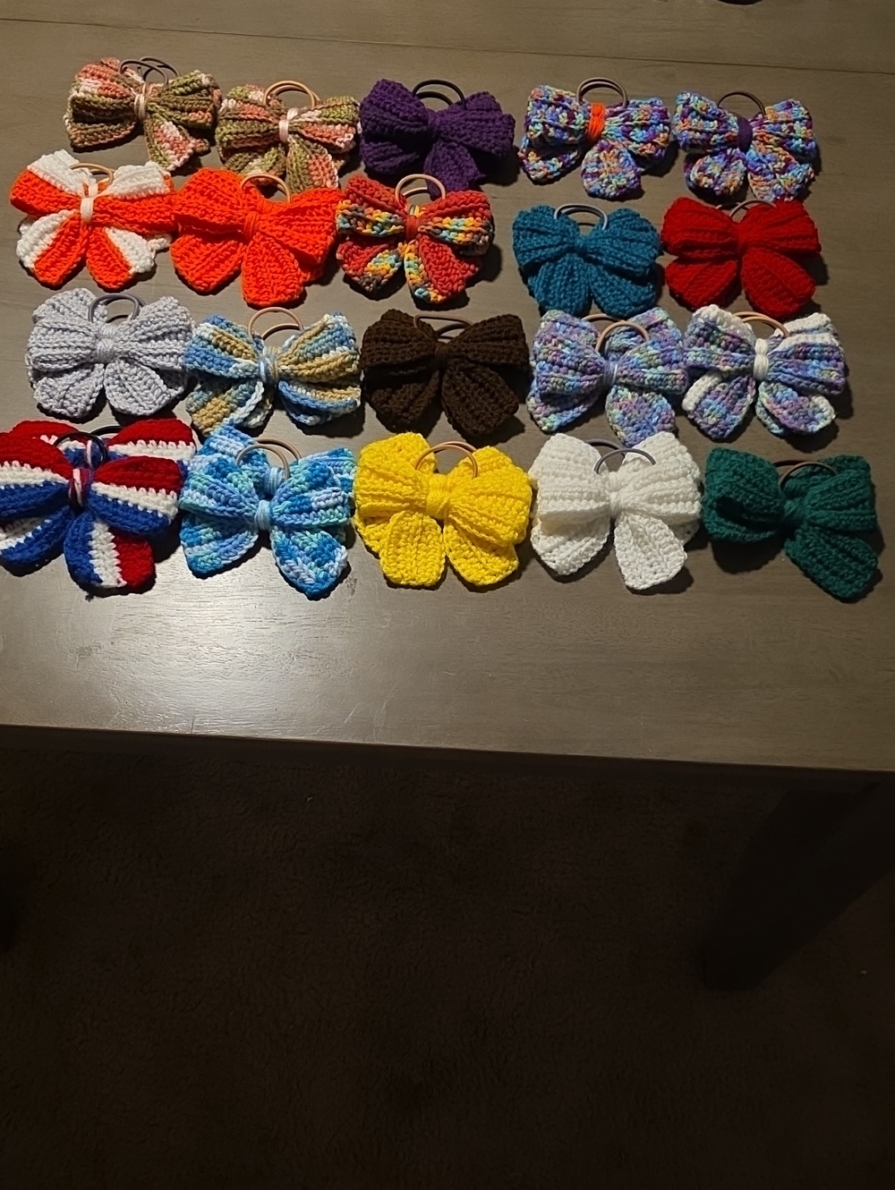 Handmade Crochet Bow Hair Tie Set